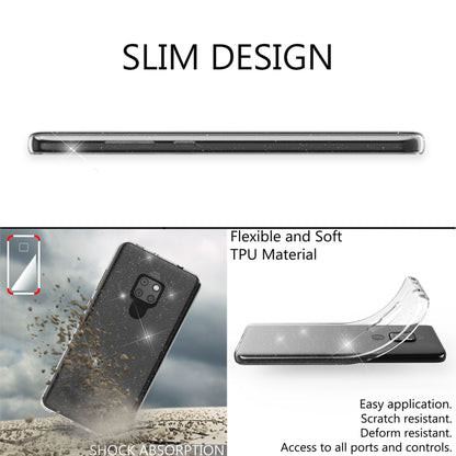 NALIA Glitzerhülle für Huawei Mate 20 – Funkelndes Silikon Case – DAZZLIN (Transparent & Stoßfest) – Marke aus Berlin