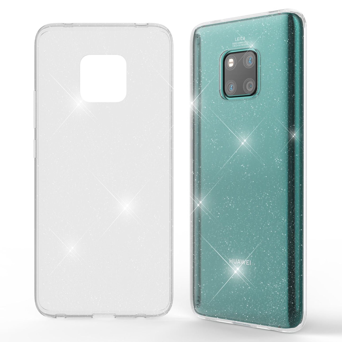 NALIA Glitzerhülle für Huawei Mate 20 Pro – Funkelndes Silikon Case – DAZZLIN (Transparent & Stoßfest) – Marke aus Berlin