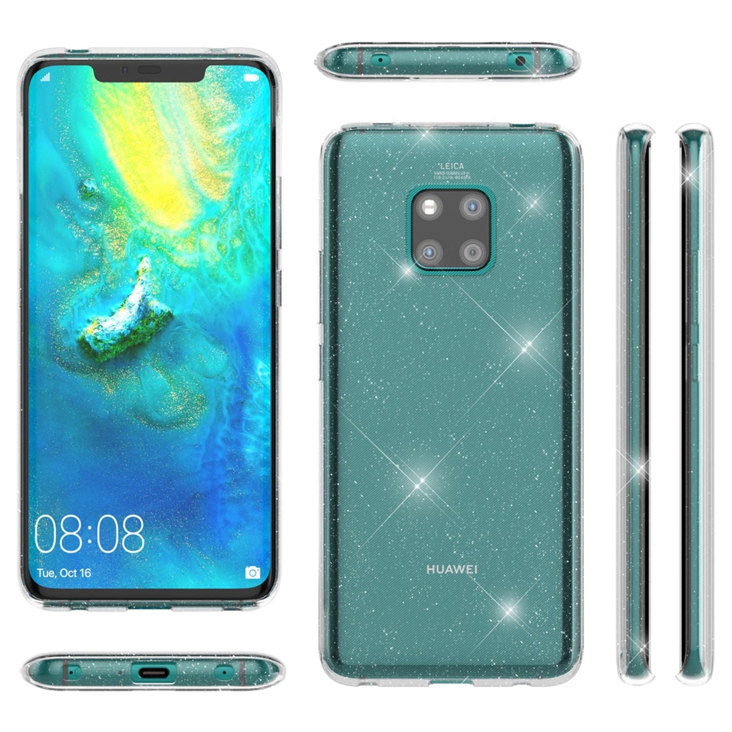 NALIA Glitzerhülle für Huawei Mate 20 Pro – Funkelndes Silikon Case – DAZZLIN (Transparent & Stoßfest) – Marke aus Berlin