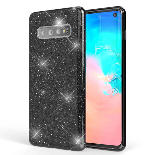 NALIA Glitzerhülle für Samsung Galaxy S10 – Funkelnder Glitzer-Look & Grip – SHINEPOP (Silikon Case) – Marke aus Berlin
