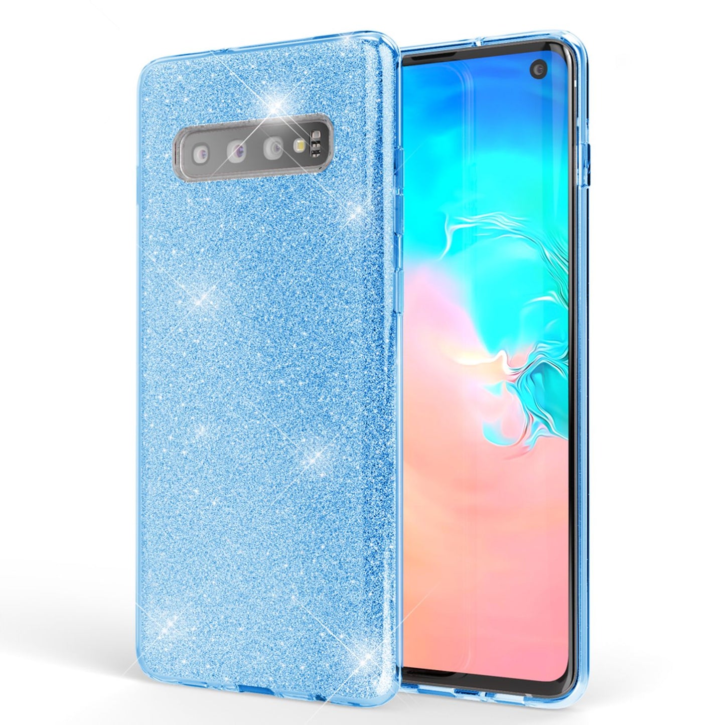 NALIA Glitzerhülle für Samsung Galaxy S10 – Funkelnder Glitzer-Look & Grip – SHINEPOP (Silikon Case) – Marke aus Berlin