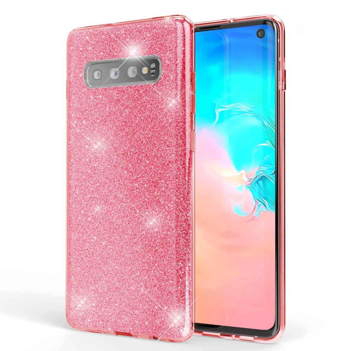 NALIA Glitzerhülle für Samsung Galaxy S10 – Funkelnder Glitzer-Look & Grip – SHINEPOP (Silikon Case) – Marke aus Berlin