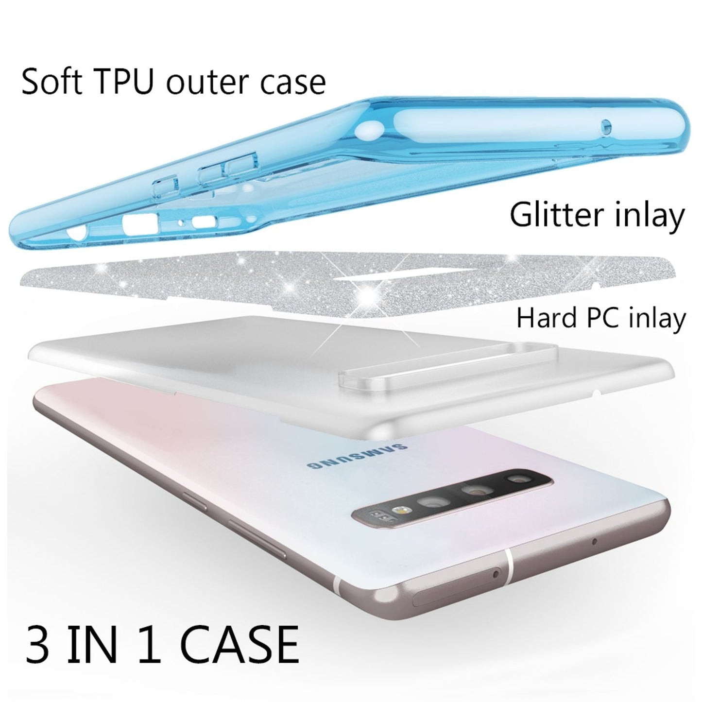 NALIA Glitzerhülle für Samsung Galaxy S10 – Funkelnder Glitzer-Look & Grip – SHINEPOP (Silikon Case) – Marke aus Berlin