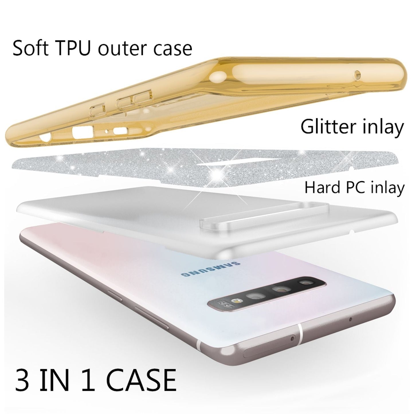 NALIA Glitzerhülle für Samsung Galaxy S10 – Funkelnder Glitzer-Look & Grip – SHINEPOP (Silikon Case) – Marke aus Berlin