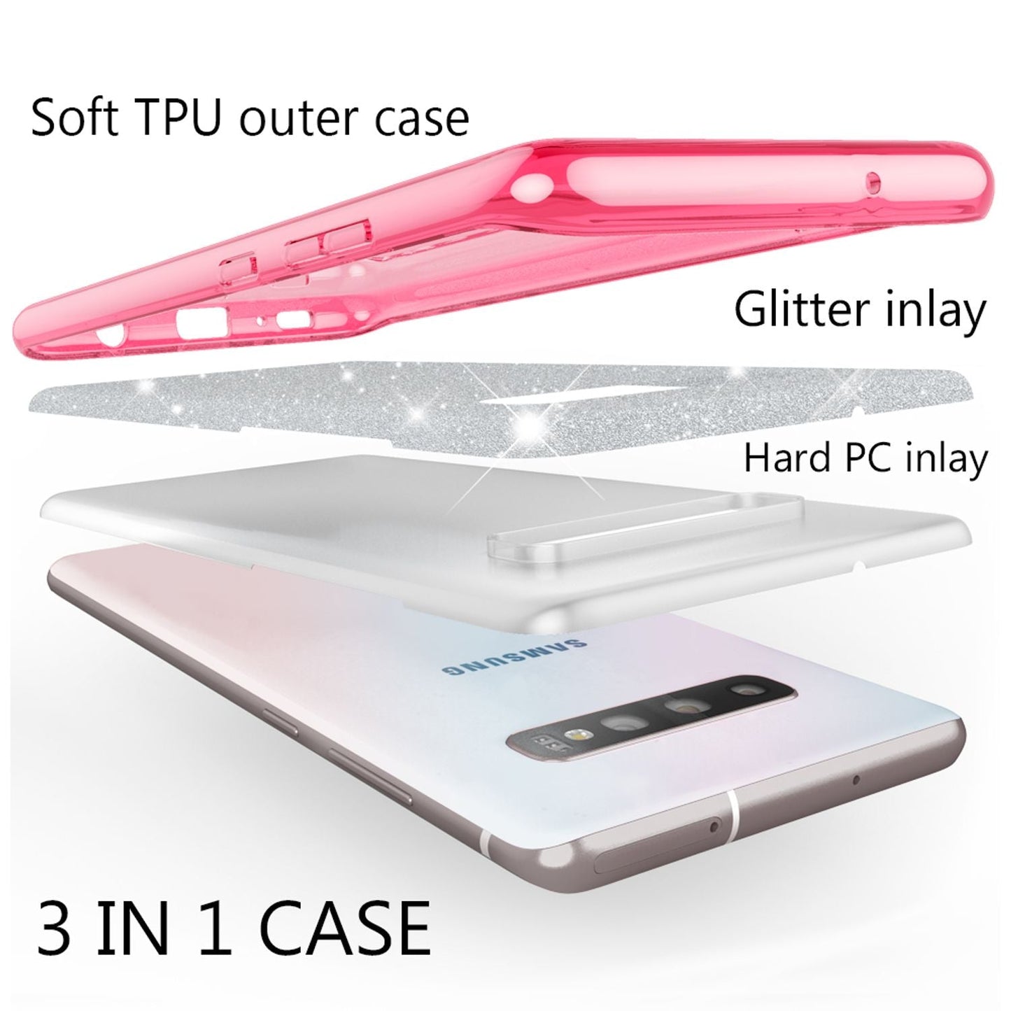 NALIA Glitzerhülle für Samsung Galaxy S10 – Funkelnder Glitzer-Look & Grip – SHINEPOP (Silikon Case) – Marke aus Berlin
