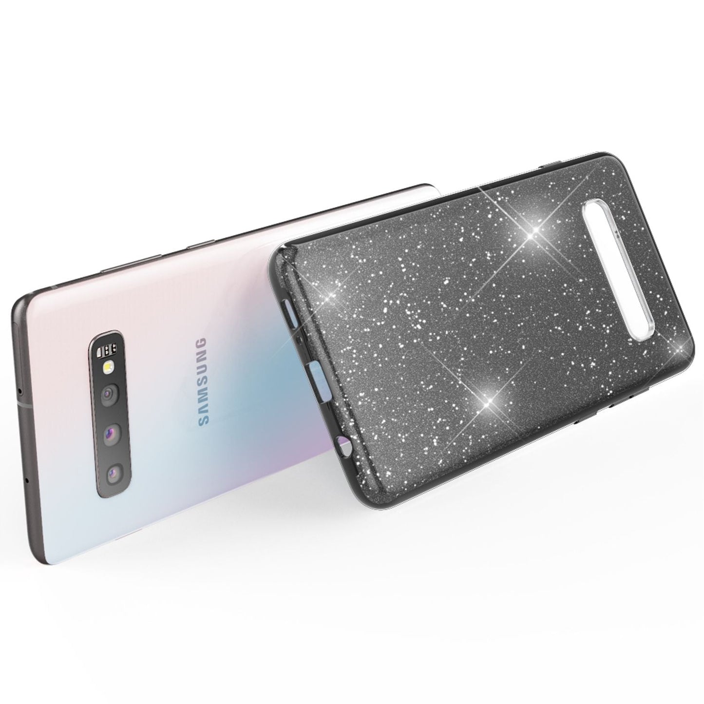 NALIA Glitzerhülle für Samsung Galaxy S10 – Funkelnder Glitzer-Look & Grip – SHINEPOP (Silikon Case) – Marke aus Berlin