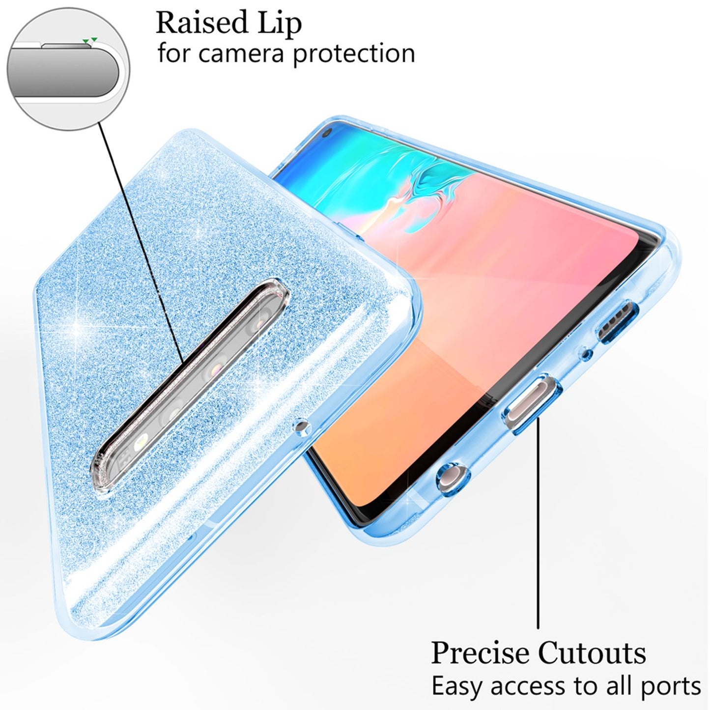 NALIA Glitzerhülle für Samsung Galaxy S10 – Funkelnder Glitzer-Look & Grip – SHINEPOP (Silikon Case) – Marke aus Berlin