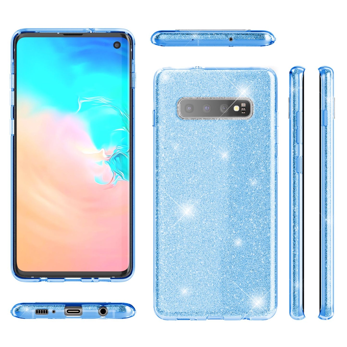 NALIA Glitzerhülle für Samsung Galaxy S10 – Funkelnder Glitzer-Look & Grip – SHINEPOP (Silikon Case) – Marke aus Berlin