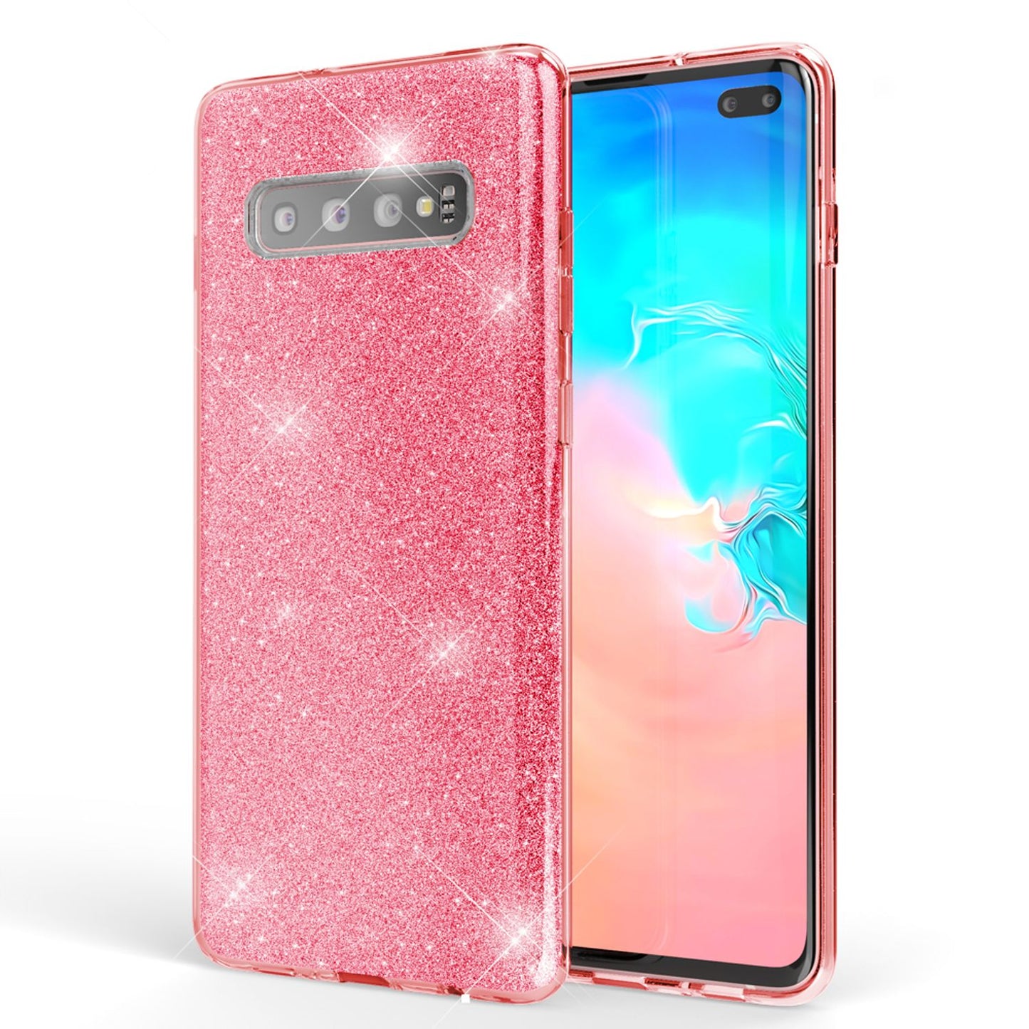 NALIA Glitzerhülle für Samsung Galaxy S10 Plus – Funkelnder Glitzer-Look & Grip – SHINEPOP (Silikon Case) – Marke aus Berlin