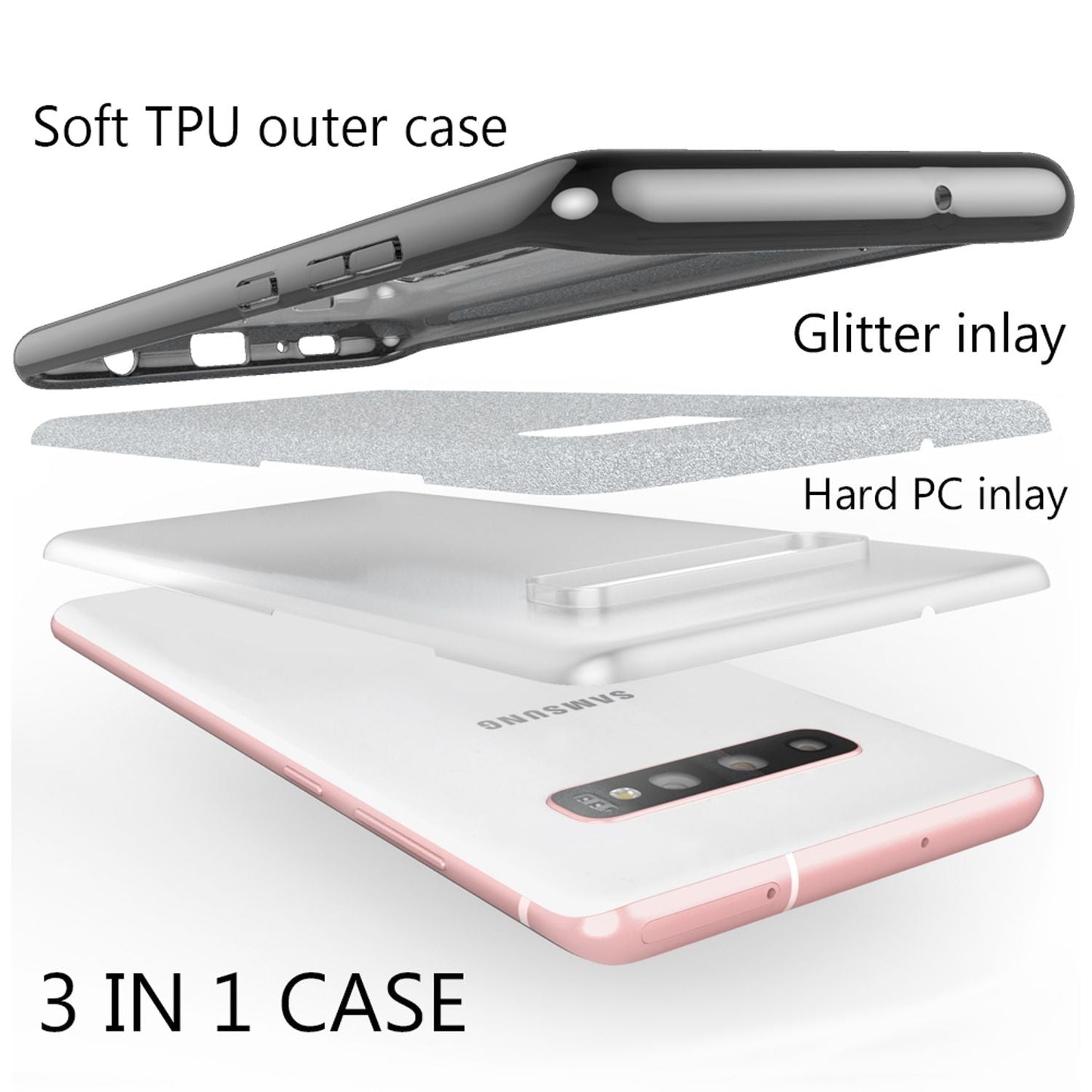 NALIA Glitzerhülle für Samsung Galaxy S10 Plus – Funkelnder Glitzer-Look & Grip – SHINEPOP (Silikon Case) – Marke aus Berlin