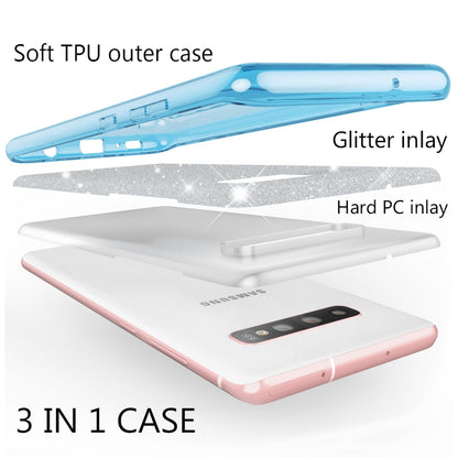 NALIA Glitzerhülle für Samsung Galaxy S10 Plus – Funkelnder Glitzer-Look & Grip – SHINEPOP (Silikon Case) – Marke aus Berlin