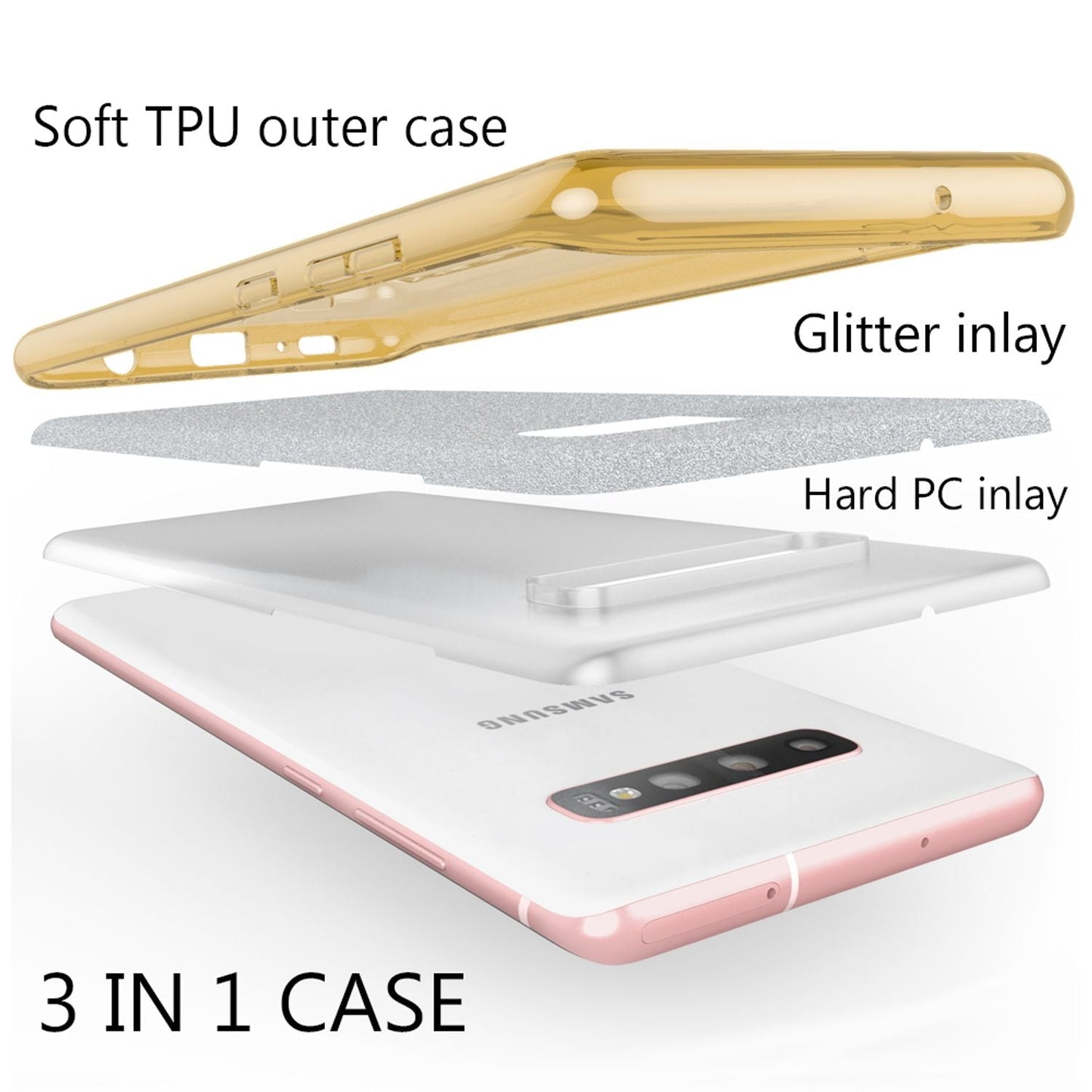 NALIA Glitzerhülle für Samsung Galaxy S10 Plus – Funkelnder Glitzer-Look & Grip – SHINEPOP (Silikon Case) – Marke aus Berlin