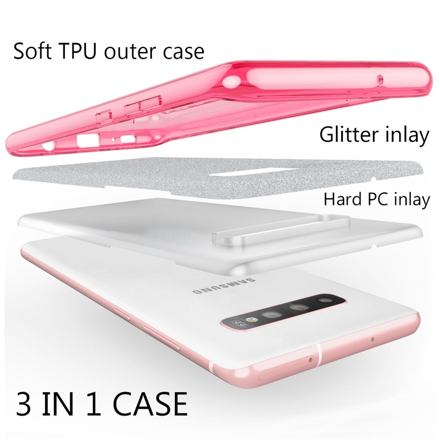 NALIA Glitzerhülle für Samsung Galaxy S10 Plus – Funkelnder Glitzer-Look & Grip – SHINEPOP (Silikon Case) – Marke aus Berlin