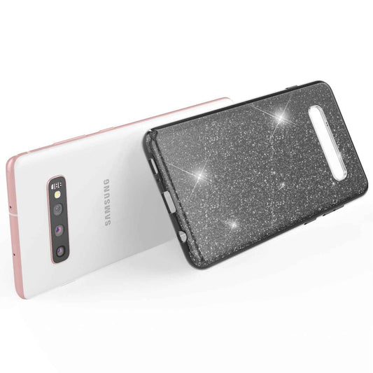 NALIA Glitzerhülle für Samsung Galaxy S10 Plus – Funkelnder Glitzer-Look & Grip – SHINEPOP (Silikon Case) – Marke aus Berlin