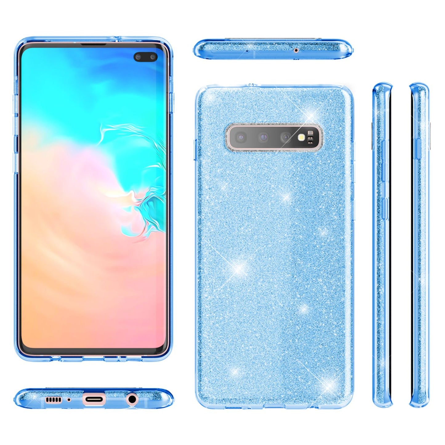 NALIA Glitzerhülle für Samsung Galaxy S10 Plus – Funkelnder Glitzer-Look & Grip – SHINEPOP (Silikon Case) – Marke aus Berlin