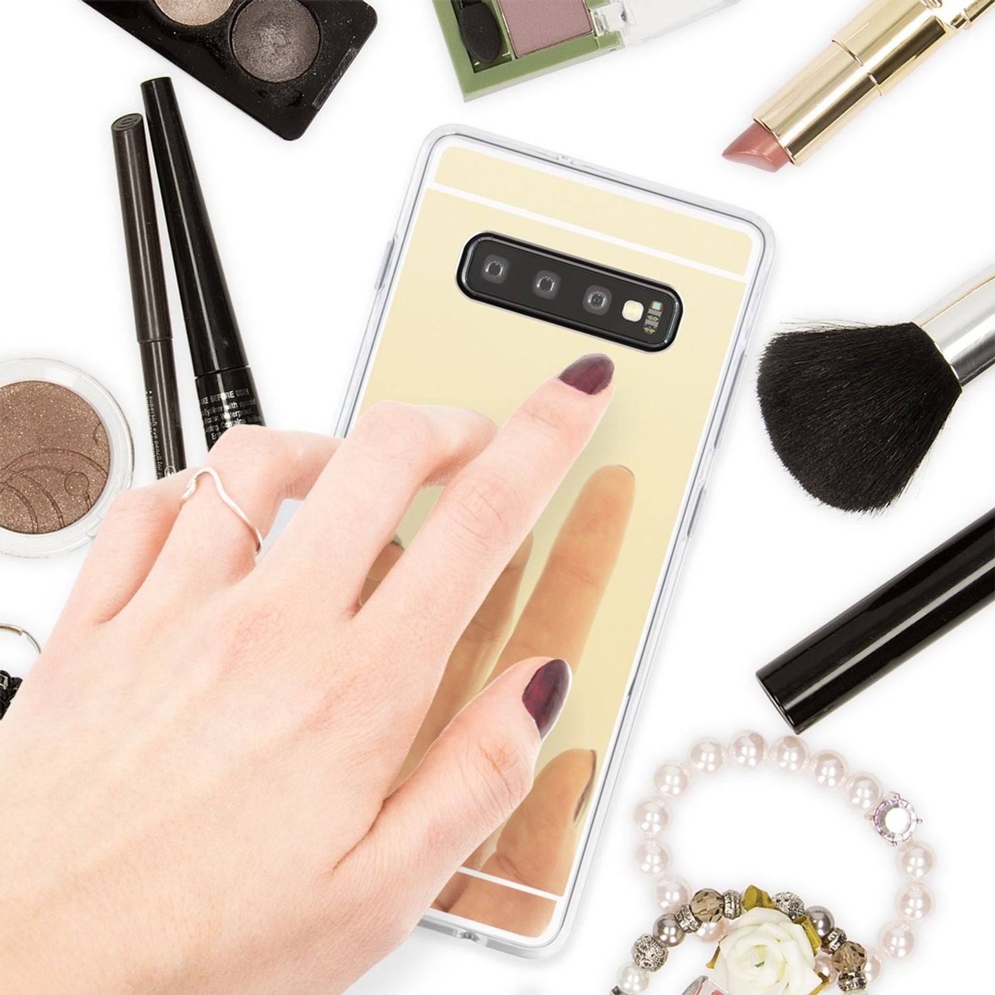 NALIA Spiegel Hülle kompatibel mit Samsung Galaxy S10, Ultra-Slim Handyhülle Mirror TPU Silikon Case, Dünne Schutz-Hülle Back-Cover Verspiegelt, Handy-Tasche Bumper Smart-Phone Etui
