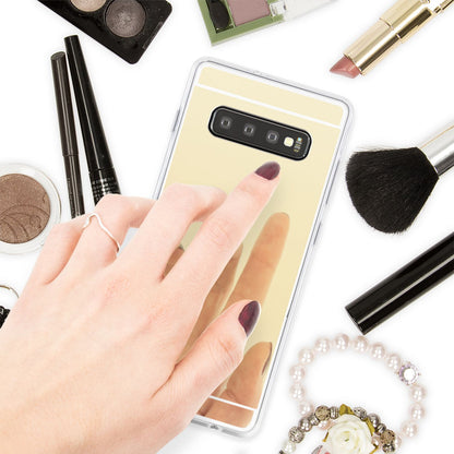 NALIA Spiegel Hülle kompatibel mit Samsung Galaxy S10, Ultra-Slim Handyhülle Mirror TPU Silikon Case, Dünne Schutz-Hülle Back-Cover Verspiegelt, Handy-Tasche Bumper Smart-Phone Etui