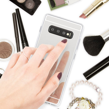NALIA Spiegel Hülle kompatibel mit Samsung Galaxy S10, Ultra-Slim Handyhülle Mirror TPU Silikon Case, Dünne Schutz-Hülle Back-Cover Verspiegelt, Handy-Tasche Bumper Smart-Phone Etui