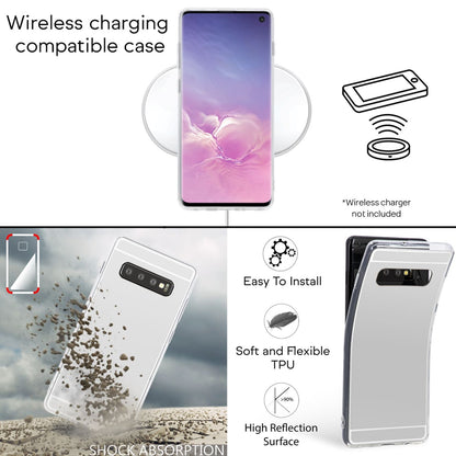 NALIA Spiegel Hülle kompatibel mit Samsung Galaxy S10, Ultra-Slim Handyhülle Mirror TPU Silikon Case, Dünne Schutz-Hülle Back-Cover Verspiegelt, Handy-Tasche Bumper Smart-Phone Etui