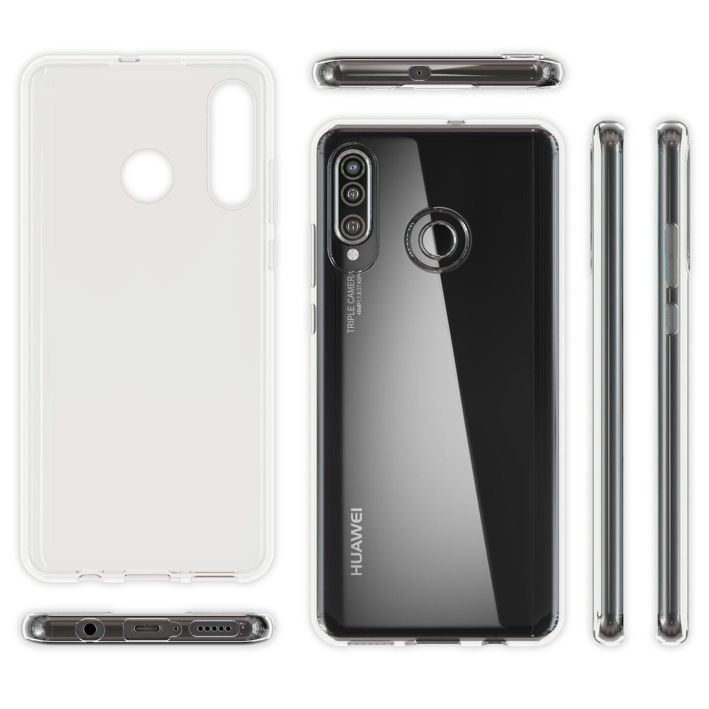 NALIA Transparente Silikonhülle für Huawei P30 Lite – Anti-Gelb & Rutschfest – GLAZE (Handyhülle Kristallklar, Schlank & Stoßfest) – Marke aus Berlin