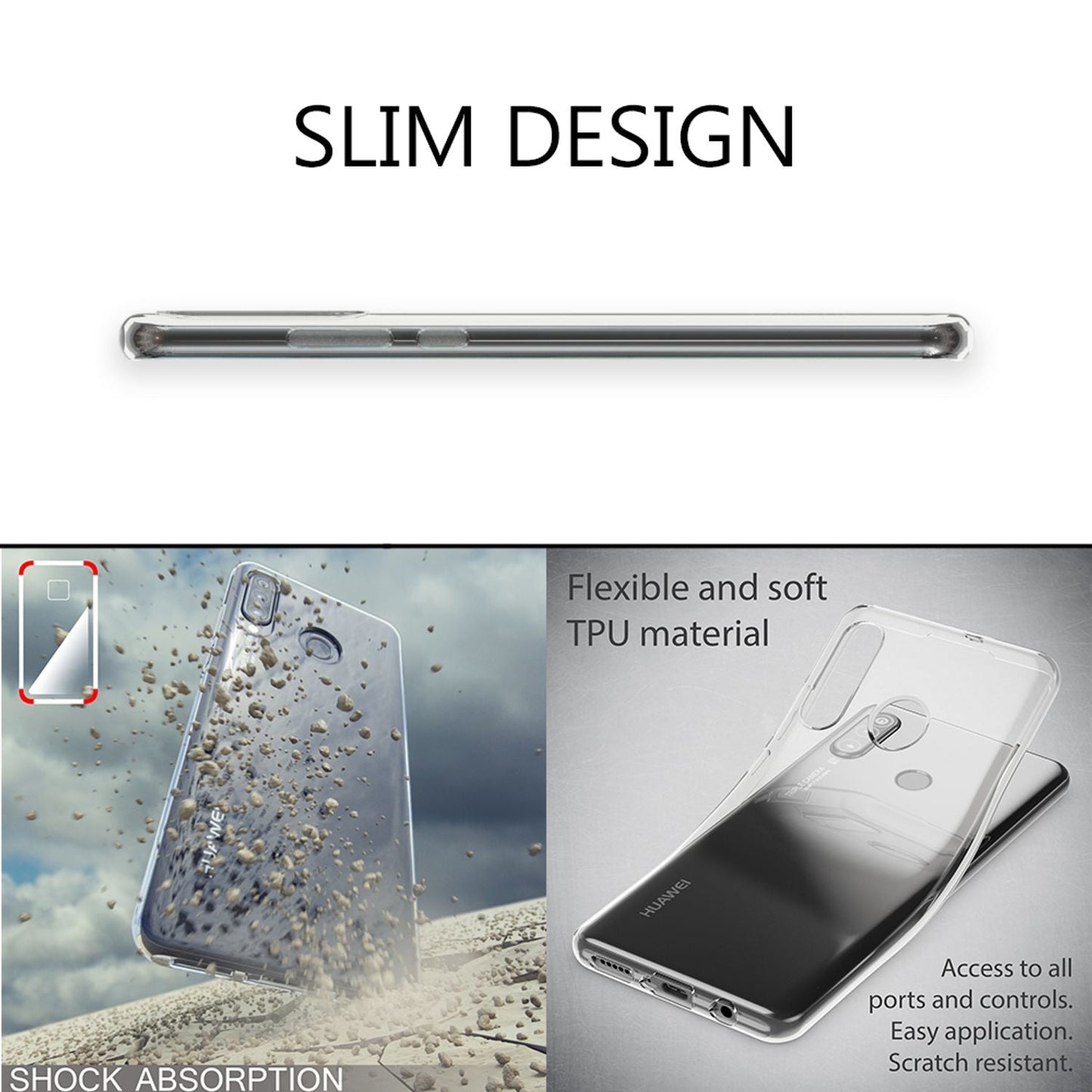 NALIA Transparente Silikonhülle für Huawei P30 Lite – Anti-Gelb & Rutschfest – GLAZE (Handyhülle Kristallklar, Schlank & Stoßfest) – Marke aus Berlin