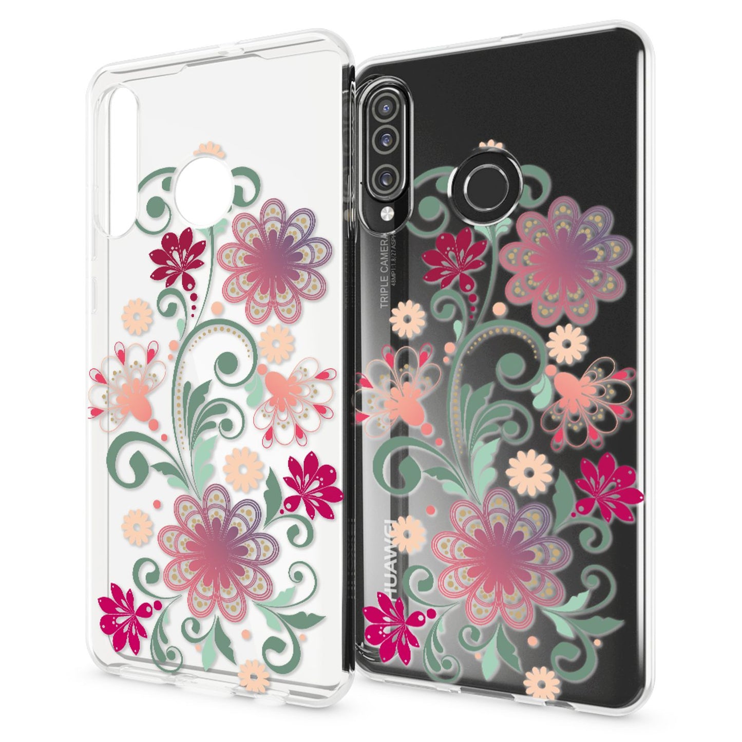 NALIA Hülle kompatibel mit Huawei P30 Lite, Motiv Handyhülle Ultra-Slim Silikon Case Crystal Cover Schutzhülle Durchsichtig, Handy-Tasche Backcover Transparent Bumper