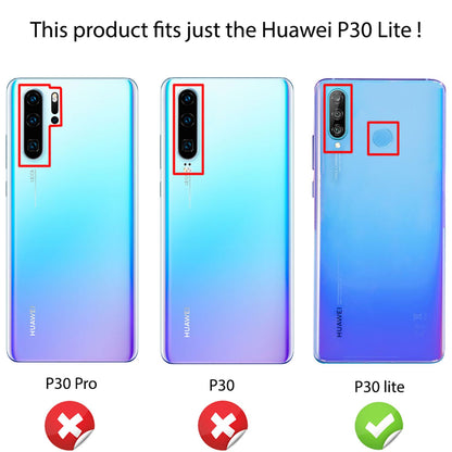 NALIA Design Case kompatibel mit Huawei P30 Lite Hülle, Leder Optik Stylische Handyhülle Stoßfeste Silikon Schutzhülle, Slim Phone Backcover Dünne Handy-Tasche Leather Cover Etui Robust - Schwarz