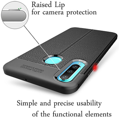 NALIA Design Case kompatibel mit Huawei P30 Lite Hülle, Leder Optik Stylische Handyhülle Stoßfeste Silikon Schutzhülle, Slim Phone Backcover Dünne Handy-Tasche Leather Cover Etui Robust - Schwarz