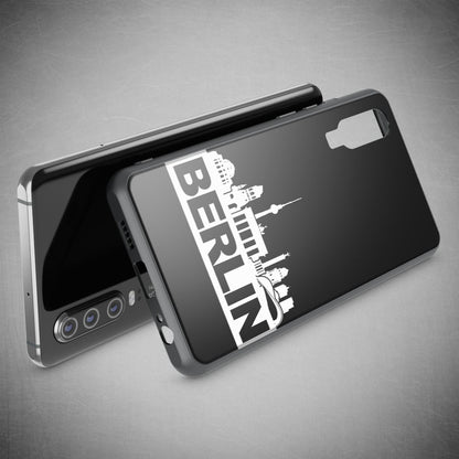 NALIA Hartglas Hülle kompatibel mit Huawei P30, Original Berlin Design Motiv Hardcase aus 9H Tempered Glass & Silikon Bumper, Robuste Handyhülle Cover Case