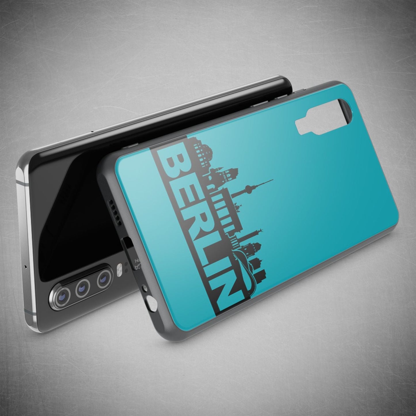 NALIA Hartglas Hülle kompatibel mit Huawei P30, Original Berlin Design Motiv Hardcase aus 9H Tempered Glass & Silikon Bumper, Robuste Handyhülle Cover Case