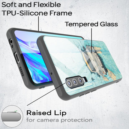 NALIA Hartglas Hülle kompatibel mit Huawei P30, Original Berlin Design Motiv Hardcase aus 9H Tempered Glass & Silikon Bumper, Robuste Handyhülle Cover Case