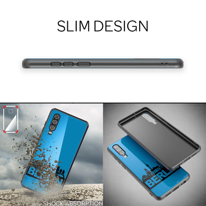 NALIA Hartglas Hülle kompatibel mit Huawei P30, Original Berlin Design Motiv Hardcase aus 9H Tempered Glass & Silikon Bumper, Robuste Handyhülle Cover Case