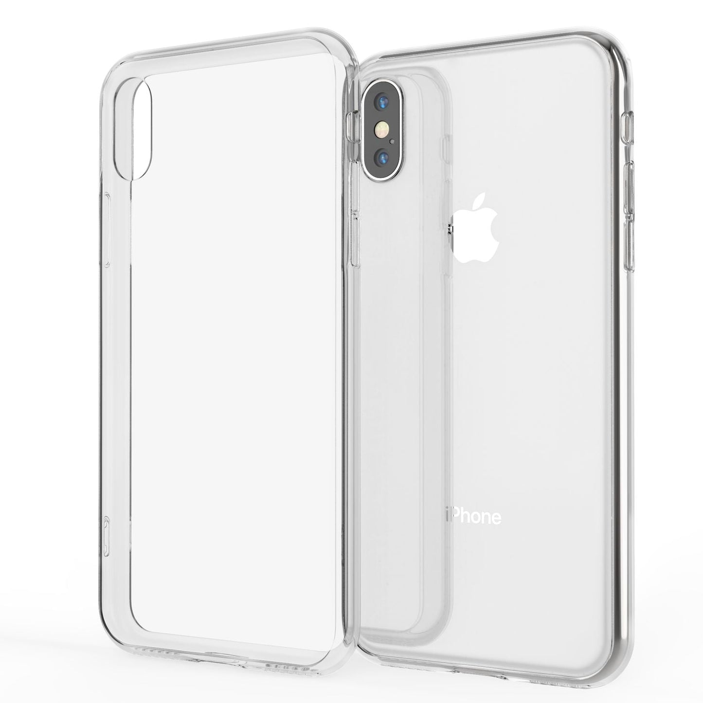 NALIA Hartglas Hülle kompatibel mit iPhone X Xs, Durchsichtiges Hardcase aus 9H Tempered Glass mit Silikon Bumper, Stoßfest & Robust Handyhülle Hard Cover Case Schutzhülle Phone Etui - Transparent