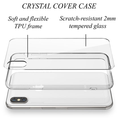 NALIA Hartglas Hülle kompatibel mit iPhone X Xs, Durchsichtiges Hardcase aus 9H Tempered Glass mit Silikon Bumper, Stoßfest & Robust Handyhülle Hard Cover Case Schutzhülle Phone Etui - Transparent