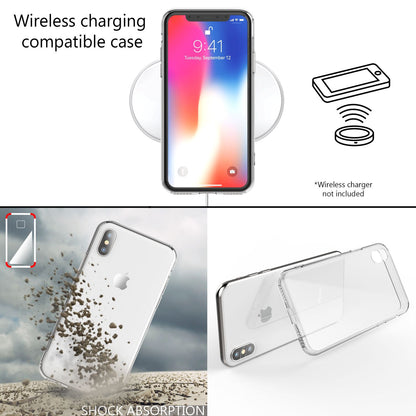 NALIA Hartglas Hülle kompatibel mit iPhone X Xs, Durchsichtiges Hardcase aus 9H Tempered Glass mit Silikon Bumper, Stoßfest & Robust Handyhülle Hard Cover Case Schutzhülle Phone Etui - Transparent
