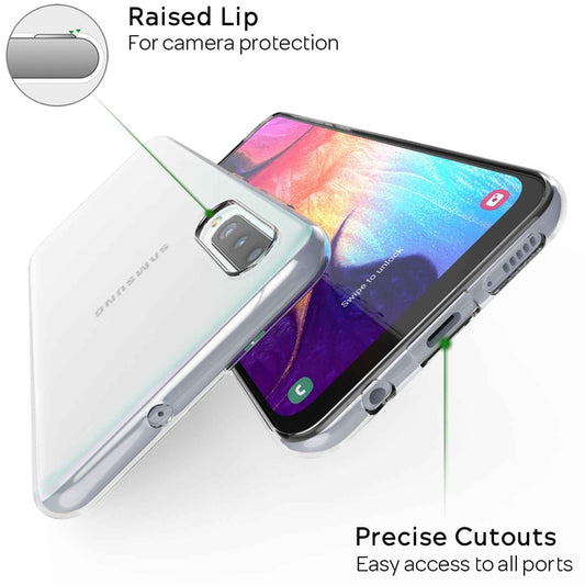 NALIA Transparente Silikonhülle für Samsung Galaxy A50 – Anti-Gelb & Rutschfest – GLAZE (Handyhülle Kristallklar, Schlank & Stoßfest) – Marke aus Berlin