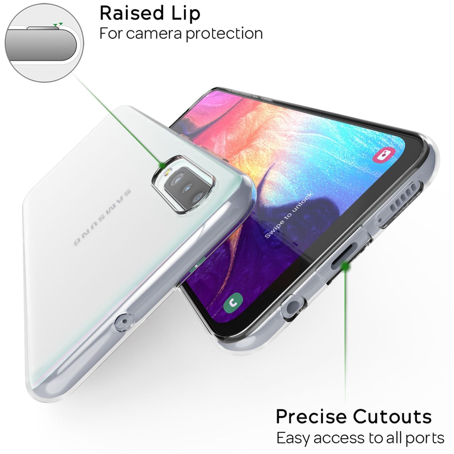 NALIA Transparente Silikonhülle für Samsung Galaxy A70 – Anti-Gelb & Rutschfest – GLAZE (Handyhülle Kristallklar, Schlank & Stoßfest) – Marke aus Berlin