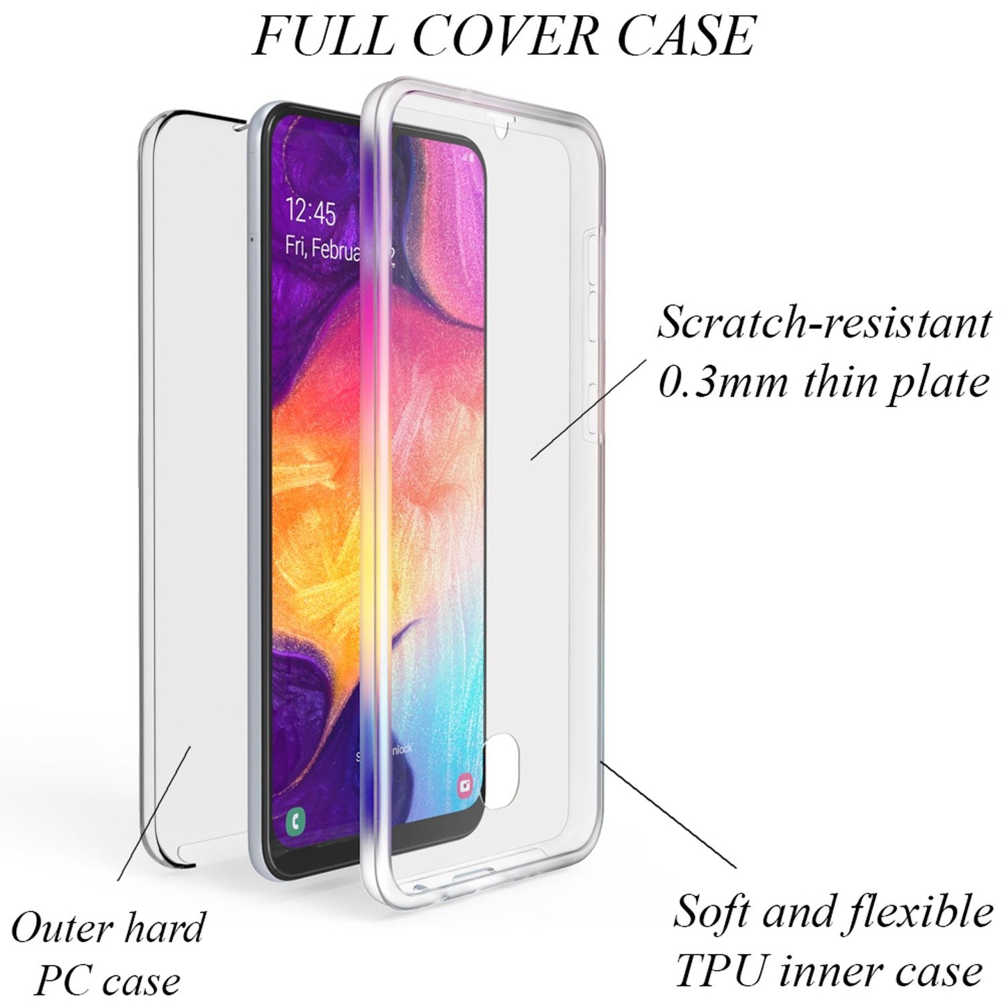 NALIA 360° Hülle für Samsung Galaxy A70 – Vorne & Hinten Schutz – 360GUARD (Full-Body Case) – Marke aus Berlin