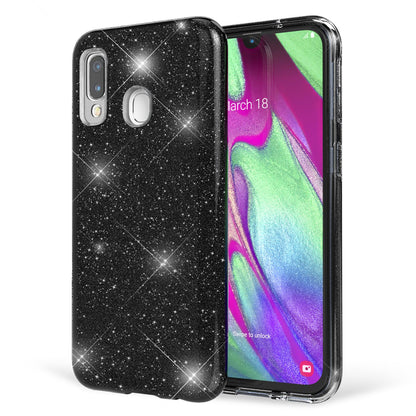 NALIA Glitzerhülle für Samsung Galaxy A40 – Funkelnder Glitzer-Look & Grip – SHINEPOP (Silikon Case) – Marke aus Berlin