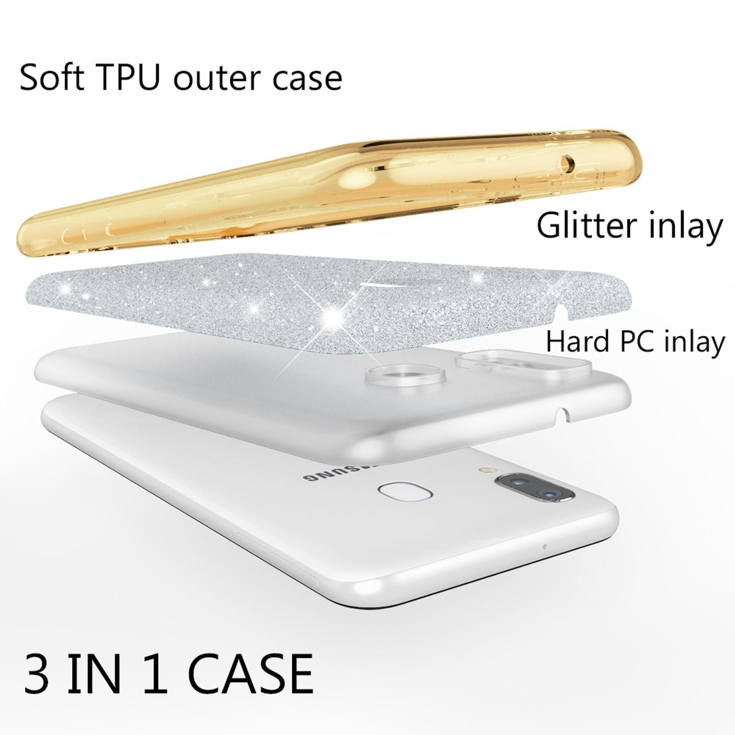 NALIA Glitzerhülle für Samsung Galaxy A40 – Funkelnder Glitzer-Look & Grip – SHINEPOP (Silikon Case) – Marke aus Berlin