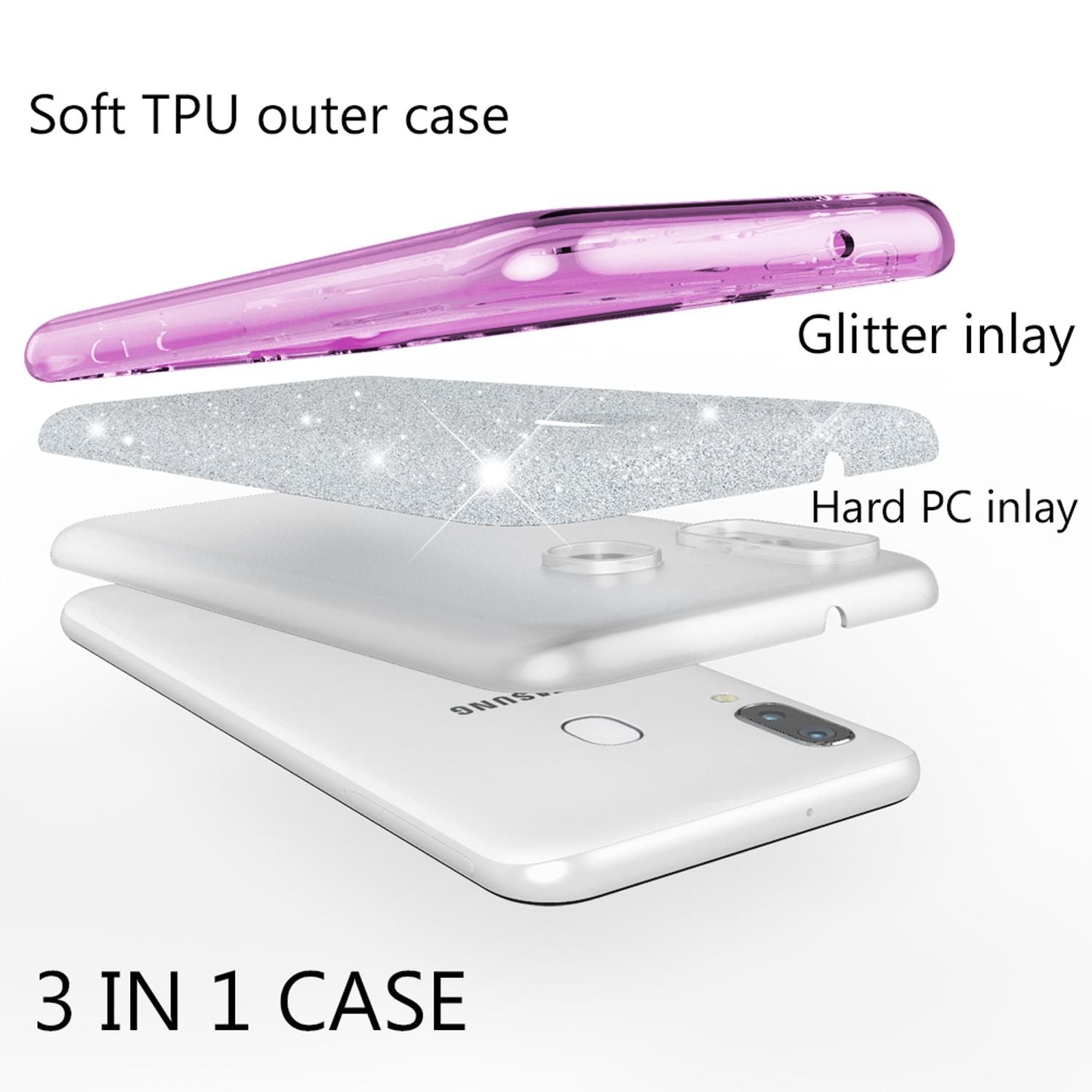 NALIA Glitzerhülle für Samsung Galaxy A40 – Funkelnder Glitzer-Look & Grip – SHINEPOP (Silikon Case) – Marke aus Berlin