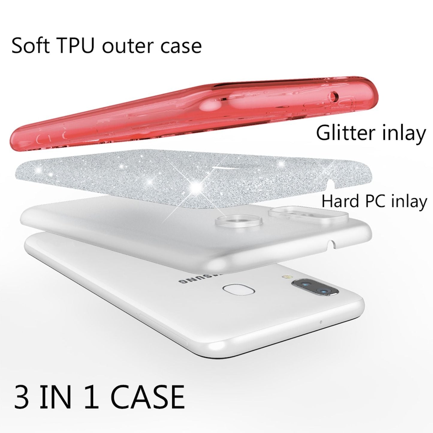 NALIA Glitzerhülle für Samsung Galaxy A40 – Funkelnder Glitzer-Look & Grip – SHINEPOP (Silikon Case) – Marke aus Berlin