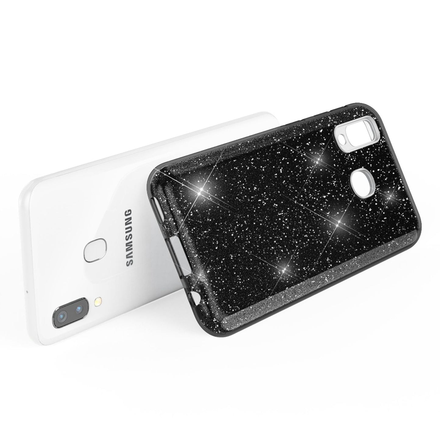 NALIA Glitzerhülle für Samsung Galaxy A40 – Funkelnder Glitzer-Look & Grip – SHINEPOP (Silikon Case) – Marke aus Berlin