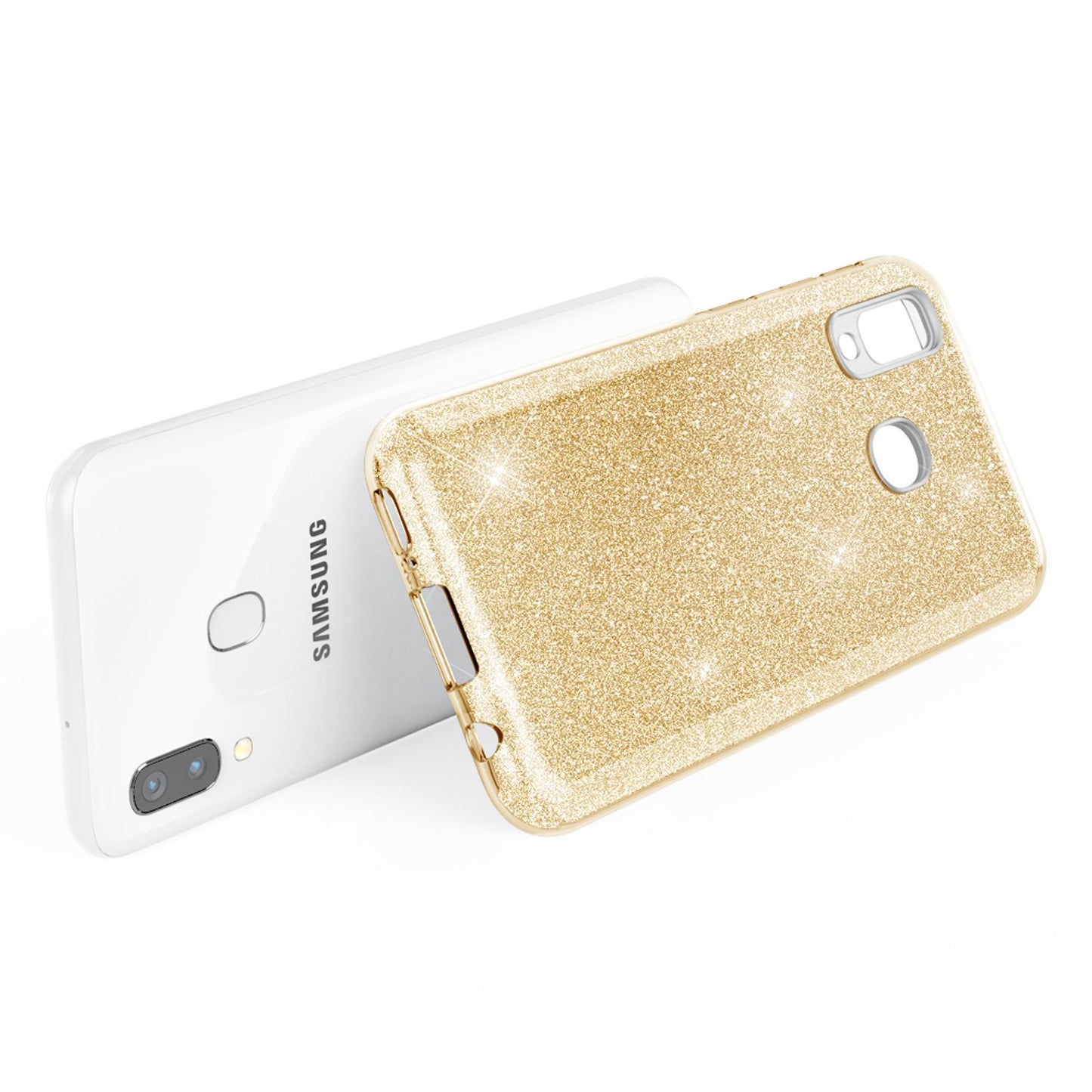 NALIA Glitzerhülle für Samsung Galaxy A40 – Funkelnder Glitzer-Look & Grip – SHINEPOP (Silikon Case) – Marke aus Berlin