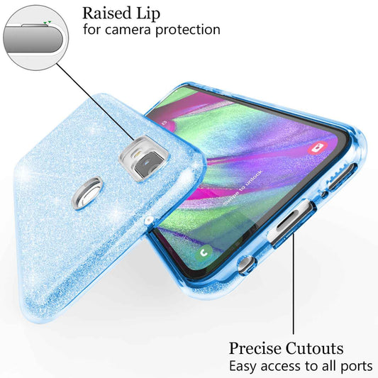 NALIA Glitzerhülle für Samsung Galaxy A40 – Funkelnder Glitzer-Look & Grip – SHINEPOP (Silikon Case) – Marke aus Berlin