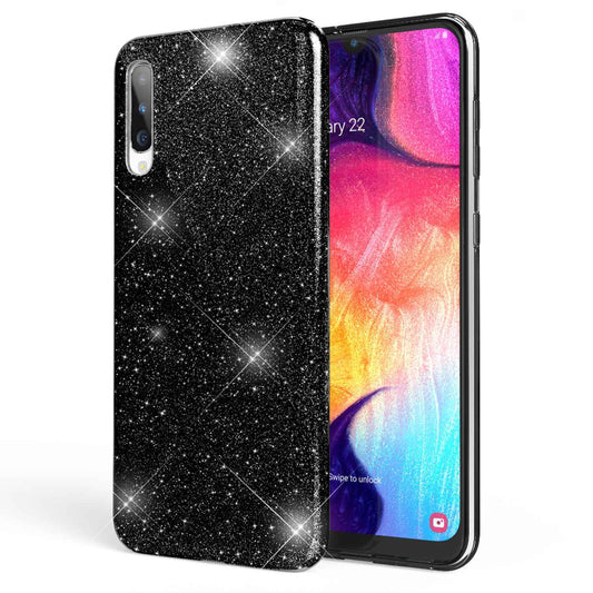 NALIA Glitzerhülle für Samsung Galaxy A50 – Funkelnder Glitzer-Look & Grip – SHINEPOP (Silikon Case) – Marke aus Berlin