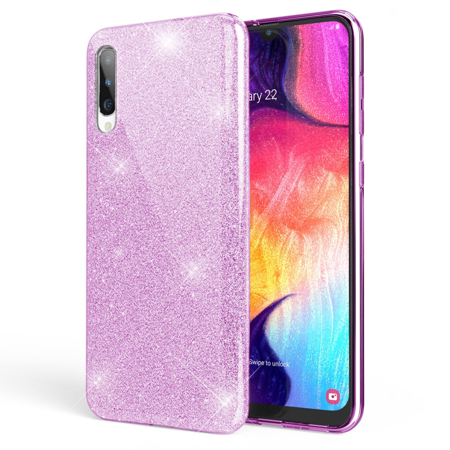 NALIA Glitzerhülle für Samsung Galaxy A50 – Funkelnder Glitzer-Look & Grip – SHINEPOP (Silikon Case) – Marke aus Berlin