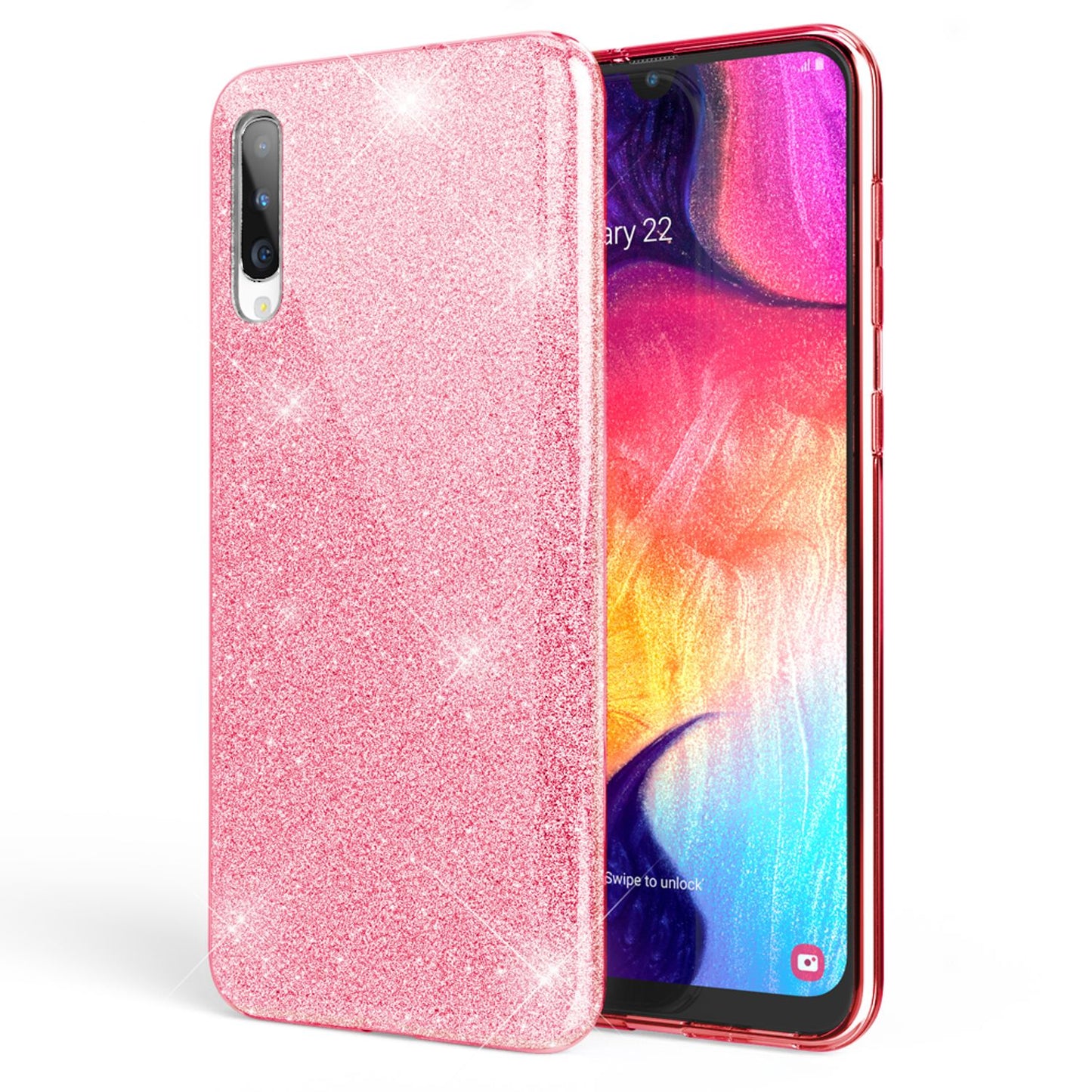 NALIA Glitzerhülle für Samsung Galaxy A50 – Funkelnder Glitzer-Look & Grip – SHINEPOP (Silikon Case) – Marke aus Berlin