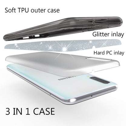 NALIA Glitzerhülle für Samsung Galaxy A50 – Funkelnder Glitzer-Look & Grip – SHINEPOP (Silikon Case) – Marke aus Berlin
