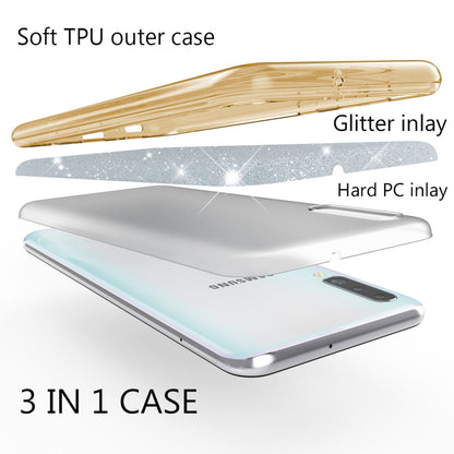 NALIA Glitzerhülle für Samsung Galaxy A50 – Funkelnder Glitzer-Look & Grip – SHINEPOP (Silikon Case) – Marke aus Berlin